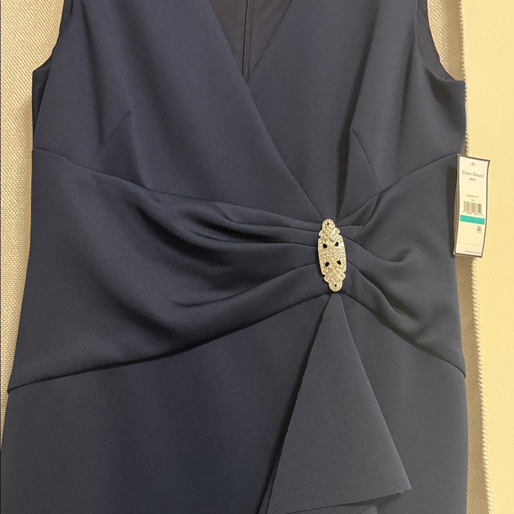 Brand new Jessica Howard Navy maxi Dress with Embellished Waist - Picture 6 of 7